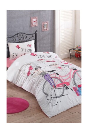 Beyaz Cute Girls Tek Kişilik Ranforce Nevresim Takımı ST01465 - Kristal