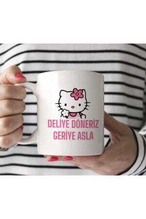 Beyaz Kupa Hello Kitty - Deliye Döneriz Geriye Asla YUSHİ-KUPA18 - Yushi Club