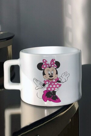 Beyaz Puantiyeli Elbiseli Minni Mause Baskılı Çay Kahve Süt Fincanı he-ç-773 - Hediyexpres