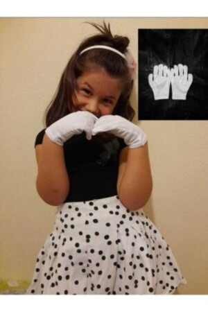 Beyaz Renk Çocuk-gosteri-pandomim Eldiveni Askeriyeye Verilen Bandocu Eldiven Kumasindandir9-12 Yaş - Toprak Eldiven