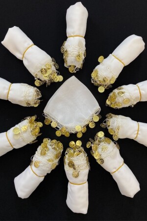 Beyaz Şifon Gelin Halay Mendili, Hediye Mendil 10 Adet UCŞİFON10LU - ZEYMERADE