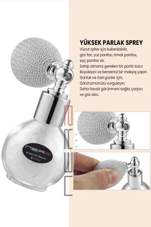 Beyaz&Silver Glitter Toz Sprey- Yüz Ve Vucut Simi Işıltılı - Nera Classy