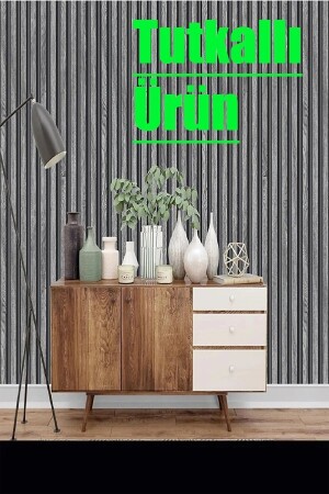 Bien Exclusive 5400 Lambri Panel Ahşap Gri Kül Duvar Çıtası Desenli Duvar Kağıdı 5-30 M² Tutkal - Bien Duvar Kağıtları