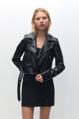 Bikerjacke aus Kunstleder XL - Pull & Bear