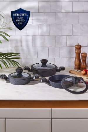 BioDiamond Antibakteriyel Kulp İndüksiyon Tabanlı 6 Parça Sahan Seti 153.03.08.0427 - Karaca