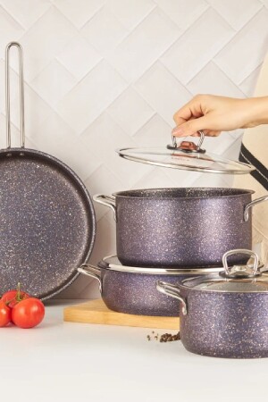 Biogranit Steel Plus 7-teiliges Kochgeschirrset Lila 153. 03. 08. 1597 - Karaca