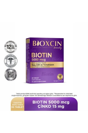 Biotin 5. 000 Mcg 30 Tabletten – Biotin Zink 15 mg Haar- und Nagelvitamin - Bioxcin