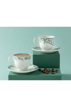 Blatt Porzellan-Set mit 2 Kaffeetassen 80 ml grün 10035826 - English Home