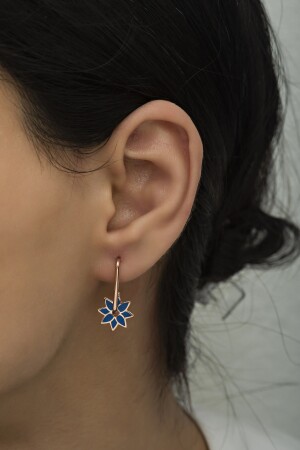 Blau emaillierte Windrosen-Ohrringe aus 925er-Sterlingsilber Nr. 998498 - 2