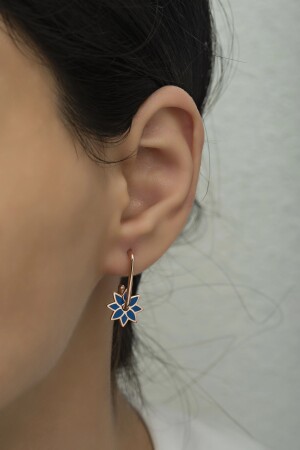 Blau emaillierte Windrosen-Ohrringe aus 925er-Sterlingsilber Nr. 998498 - 3