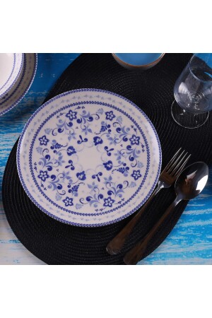 Blue Blanc 24 Parça 6 Kişilik Günlük Yemek Takımı Mavi Krem Klasik Db0775 420 - 5