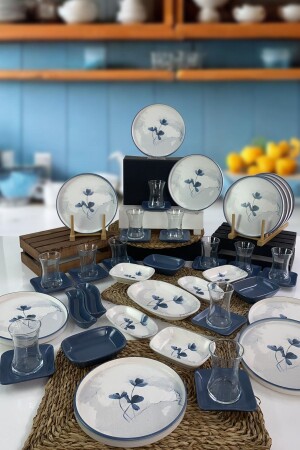 Blue Magic Stackable 47 Parça 12 Kişilik Kahvaltı Takımı - Keramika