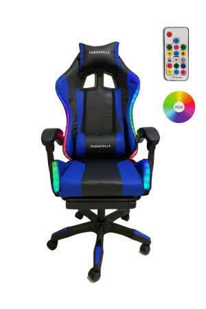Blue Star Işıklı - Masaj Özellikli Oyuncu Koltuğu Mavi-siyah FashcolleRGB - Fashcolle