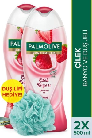Body Butter Çilek Rüyası Banyo ve Duş Jeli 500 ml x 2 Adet - Duş Lifi Hediye 869349503942029 - Palmolive
