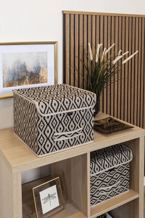 Bohe Çok Amaçlı Kapaklı Kutu Mini Raf Düzenleyici 30x30x23 - Morbebe