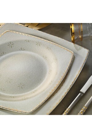 Bone Mare Gemustertes Tafelservice 62-teilig 6421 - Kütahya Porselen