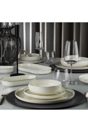 Bone Moderna 26 Prç 6 Kişilik Yemek Takımı Platin File KTH-BNMOD26YT220 - Kütahya Porselen