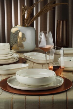 Bone Moderna Altın Fileli 26 Parça Yemek Takımı MOD26YT220 - Kütahya Porselen