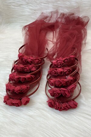 Bordo Nedime Taç- Gelin Kına Gecesi Düğün Bride Bekarlığa Veda Partisi Sünnet Tacı 10 Adet - Zeymerade