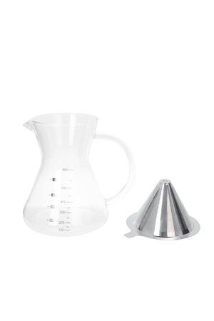 Borosilikat Cam Kahve Demlik Metal Süzgeçli - 600 Ml Filtre Kahve Demliği mprn-23121 - 3