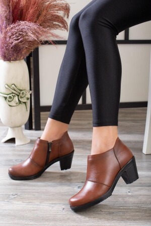 Braune Damen-Lederstiefel aus echtem Leder Dp37-1103 - Deripabuc