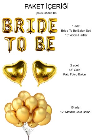 Bride To Be Folyo Balon Seti - Bekarlığa Veda Bride Partisi Balon Süsleme Gold Büyük peksusbset006 - 2