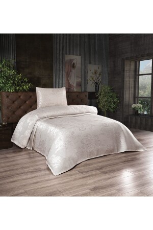 Brokar Krem Tek Kişilik Yatak Örtüsü - Çeyiz Bahçesi