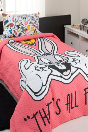Bugs Bunny Smile Einzel-Steppbettbezug, Rot - Özdilek