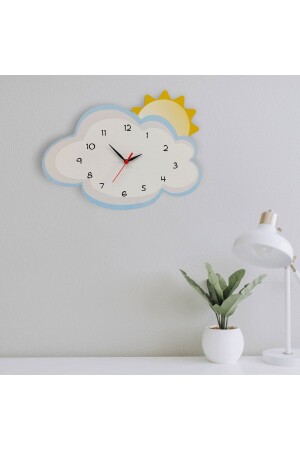 Bulut Arkasında Güneş Dekoratif Çocuk Odası Duvar Saati bltgns1 - CajuArt