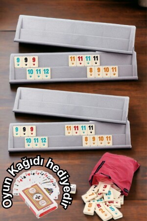 Büyük Boy 1. Kalite Melemin Kemik Taşlı Plastik Okey Takımı 43 Cm - Iskambil Kağıdı - Comprox