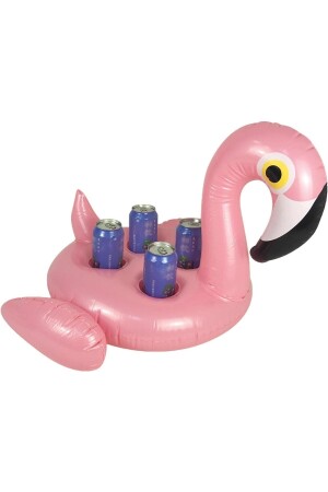 Büyük Boy Flamingo Figürlü 4'lü Şişme Bardak Tutucu Havuz Partisi Şişme Bardaklık 55 Cm TNGSTR1035 - 2