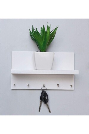 Byçerçi Anahtar Askısı - 5 Kanca Beyaz Anahtarlık Duvar Için - Mdesign