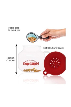 Cam Mikrodalga Mısır Patlatma Kabı Borosilikat borosilicate-popcorn1 - 4