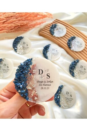 Cam Parçacıklı Epoksi Magnet 25 Adet Söz Nişan Nikah Düğün Kına Hediyelik Organizasyon - Gami Handmade