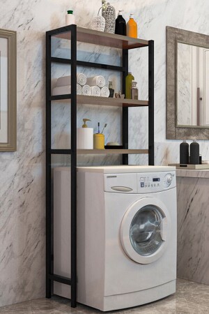 Çamaşır Makinesi Üstü Düzenleyici Raf Banyo Dolabı Rafı Makina Üstü Dolap Raf Ceviz NY365e - 1
