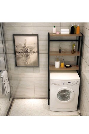 Çamaşır Makinesi Üstü Düzenleyici Raf Banyo Dolabı Rafı Makina Üstü Dolap Raf Ceviz NY365e - 3