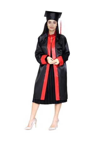 Cap Cube Abschluss High School Schwarz Rot - Mezuniyetshop