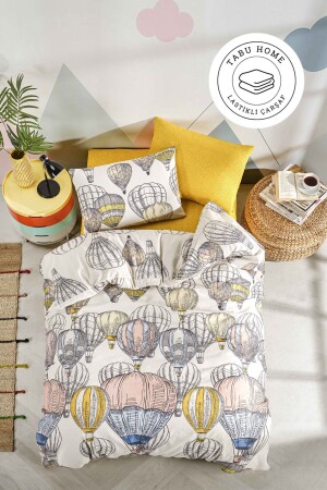 Cappadocia Balloon Sheet Elastic Creme Einzelbettbezug-Set - Tabu Home