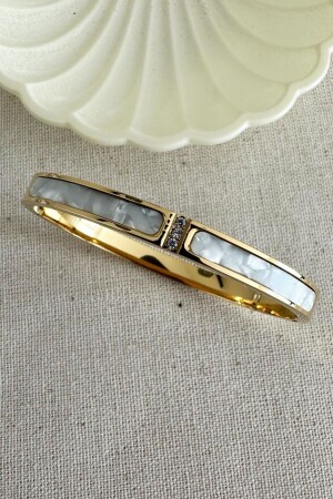 Caprea Çelik Sedefli 17 CM ÇEVRELİ Kelepçe Bileklik Kadın Bileklik Kelepçe - Moda