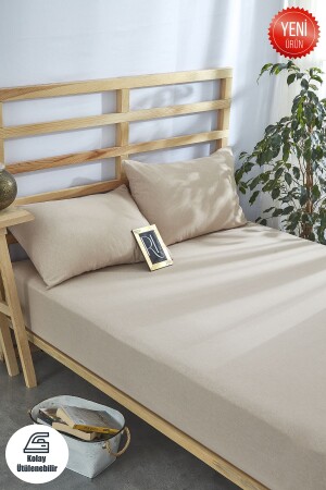 Capuccino Lastikli Çarşaf Seti Düz Renk Pamuklu-yastık Kılıflı Tek Kişilik-çift Kişilik-battal - Ricco Lifes