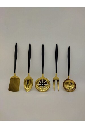 Carmen 5 Parça Siyah Titanyum Gold Servis Seti CMDCSGSSS01 - BRONDOFF