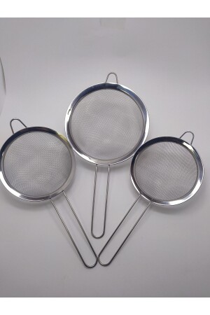 Çelik Mutfak Süzgeci 3 Boy Mutfak Süzgeci 25-25,5-28cm 66 - DİBA AVM