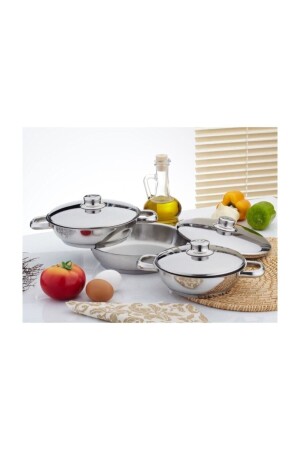 Çelik Omlet Set 3 Lü Çelik Kapaklı 16-18-20cm - Gülsan