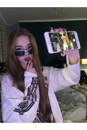 Çerçeveli Milenyum Y2k Unisex Tasarım Güneş Gözlüğü Sedefli - Siyah cerceveliy2kgozlukgm - Goldmine