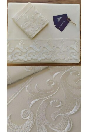 Çeyizlik Sarmaşık Krem Çift Kişilik Nevresim Takımı - Çeyiz Bahçesi