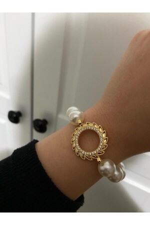 çeyrek altın uyumlu incili bileklik - Ent Collection