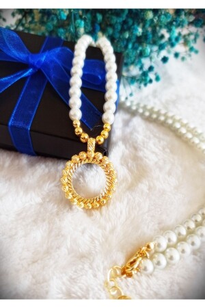 Çeyrekli Kolye -çeyrek Altın Takılan Inci Kolye - Grcstyle