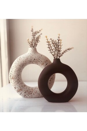 Chocolate Halka Vazo 2’li 20x17 - 15x14 Cm - Thiramis Homeconcept