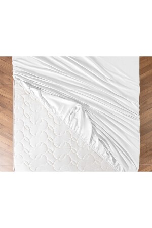 Ciel King Size Lastikli Saten Çarşaf - Beyaz - Madame Coco