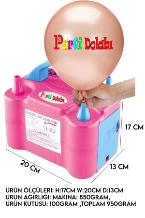 Çift Çıkışlı Balon Şişirme Makinası, Elektrikli Balon Pompası 73005 Pembe Mavi tybalonmak - 2